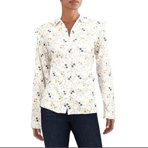 Barbour Floral Print Button Down Safari Shirt Blouse Size 12